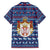 Serbia Christmas Family Matching Long Sleeve Bodycon Dress and Hawaiian Shirt with Traditional Santa Eagle Serbian Coat of Arms and Blue Red White Folk Pattern Design - Wonder Print Shop