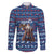 Serbia Christmas Family Matching Long Sleeve Bodycon Dress and Hawaiian Shirt with Traditional Santa Eagle Serbian Coat of Arms and Blue Red White Folk Pattern Design - Wonder Print Shop