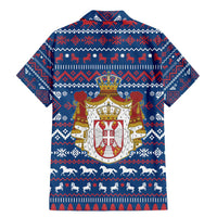 Serbia Christmas Family Matching Mermaid Dress and Hawaiian Shirt with Traditional Santa Eagle Serbian Coat of Arms and Blue Red White Folk Pattern Design - Wonder Print Shop