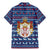 Serbia Christmas Family Matching Mermaid Dress and Hawaiian Shirt with Traditional Santa Eagle Serbian Coat of Arms and Blue Red White Folk Pattern Design - Wonder Print Shop