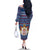 Serbia Christmas Family Matching Off The Shoulder Long Sleeve Dress and Hawaiian Shirt with Traditional Santa Eagle Serbian Coat of Arms and Blue Red White Folk Pattern Design - Wonder Print Shop