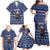 Serbia Christmas Family Matching Off Shoulder Maxi Dress and Hawaiian Shirt with Traditional Santa Eagle Serbian Coat of Arms and Blue Red White Folk Pattern Design - Wonder Print Shop