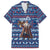 Serbia Christmas Family Matching Off Shoulder Short Dress and Hawaiian Shirt with Traditional Santa Eagle Serbian Coat of Arms and Blue Red White Folk Pattern Design - Wonder Print Shop