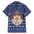 Serbia Christmas Family Matching Short Sleeve Bodycon Dress and Hawaiian Shirt with Traditional Santa Eagle Serbian Coat of Arms and Blue Red White Folk Pattern Design - Wonder Print Shop