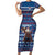 Serbia Christmas Family Matching Short Sleeve Bodycon Dress and Hawaiian Shirt with Traditional Santa Eagle Serbian Coat of Arms and Blue Red White Folk Pattern Design - Wonder Print Shop