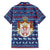 Serbia Christmas Hawaiian Shirt with Traditional Santa Eagle Serbian Coat of Arms and Blue Red White Folk Pattern Design - Wonder Print Shop