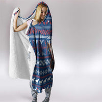 Serbia Christmas Hooded Blanket with Traditional Santa Eagle Serbian Coat of Arms and Blue Red White Folk Pattern Design - Wonder Print Shop