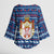 Serbia Christmas Kimono Sleeve Blouse with Traditional Santa Eagle Serbian Coat of Arms and Blue Red White Folk Pattern Design - Wonder Print Shop