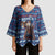 Serbia Christmas Kimono Sleeve Blouse with Traditional Santa Eagle Serbian Coat of Arms and Blue Red White Folk Pattern Design - Wonder Print Shop