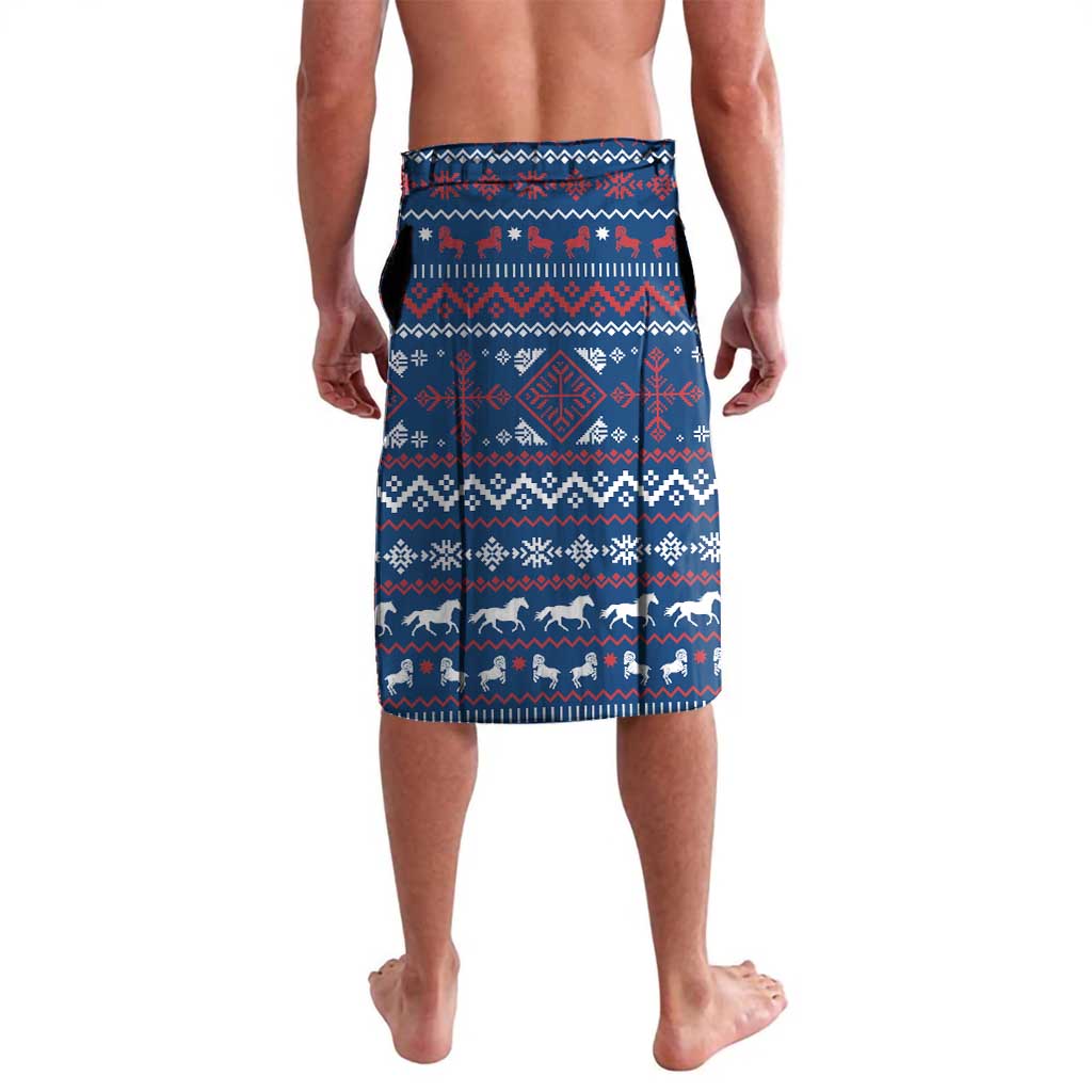 Serbia Christmas Lavalava with Traditional Santa Eagle Serbian Coat of Arms and Blue Red White Folk Pattern Design - Wonder Print Shop