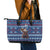 Serbia Christmas Leather Tote Bag with Traditional Santa Eagle Serbian Coat of Arms and Blue Red White Folk Pattern Design - Wonder Print Shop