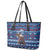 Serbia Christmas Leather Tote Bag with Traditional Santa Eagle Serbian Coat of Arms and Blue Red White Folk Pattern Design - Wonder Print Shop
