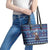 Serbia Christmas Leather Tote Bag with Traditional Santa Eagle Serbian Coat of Arms and Blue Red White Folk Pattern Design - Wonder Print Shop