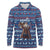 Serbia Christmas Long Sleeve Polo Shirt with Traditional Santa Eagle Serbian Coat of Arms and Blue Red White Folk Pattern Design - Wonder Print Shop