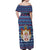 Serbia Christmas Off Shoulder Maxi Dress with Traditional Santa Eagle Serbian Coat of Arms and Blue Red White Folk Pattern Design - Wonder Print Shop