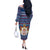Serbia Christmas Off The Shoulder Long Sleeve Dress with Traditional Santa Eagle Serbian Coat of Arms and Blue Red White Folk Pattern Design - Wonder Print Shop