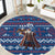 Serbia Christmas Round Carpet with Traditional Santa Eagle Serbian Coat of Arms and Blue Red White Folk Pattern Design - Wonder Print Shop