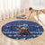 Serbia Christmas Round Carpet with Traditional Santa Eagle Serbian Coat of Arms and Blue Red White Folk Pattern Design - Wonder Print Shop