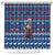 Serbia Christmas Shower Curtain with Traditional Santa Eagle Serbian Coat of Arms and Blue Red White Folk Pattern Design - Wonder Print Shop