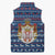 Serbia Christmas Sleeveless Puffer Jacket with Traditional Santa Eagle Serbian Coat of Arms and Blue Red White Folk Pattern Design - Wonder Print Shop