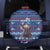 Serbia Christmas Spare Tire Cover with Traditional Santa Eagle Serbian Coat of Arms and Blue Red White Folk Pattern Design - Wonder Print Shop