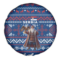 Serbia Christmas Spare Tire Cover with Traditional Santa Eagle Serbian Coat of Arms and Blue Red White Folk Pattern Design - Wonder Print Shop