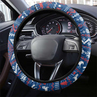 Serbia Christmas Steering Wheel Cover with Traditional Santa Eagle Serbian Coat of Arms and Blue Red White Folk Pattern Design - Wonder Print Shop