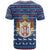Serbia Christmas T Shirt with Traditional Santa Eagle Serbian Coat of Arms and Blue Red White Folk Pattern Design - Wonder Print Shop