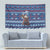 Serbia Christmas Tapestry with Traditional Santa Eagle Serbian Coat of Arms and Blue Red White Folk Pattern Design - Wonder Print Shop