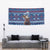 Serbia Christmas Tapestry with Traditional Santa Eagle Serbian Coat of Arms and Blue Red White Folk Pattern Design - Wonder Print Shop