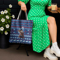 Serbia Christmas Tote Bag with Traditional Santa Eagle Serbian Coat of Arms and Blue Red White Folk Pattern Design - Wonder Print Shop