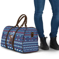 Serbia Christmas Travel Bag with Traditional Santa Eagle Serbian Coat of Arms and Blue Red White Folk Pattern Design - Wonder Print Shop
