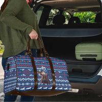 Serbia Christmas Travel Bag with Traditional Santa Eagle Serbian Coat of Arms and Blue Red White Folk Pattern Design - Wonder Print Shop