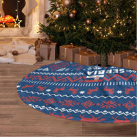 Serbia Christmas Tree Skirt with Traditional Santa Eagle Serbian Coat of Arms and Blue Red White Folk Pattern Design - Wonder Print Shop