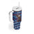 Serbia Christmas Tumbler With Handle with Traditional Santa Eagle Serbian Coat of Arms and Blue Red White Folk Pattern Design - Wonder Print Shop