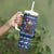 Serbia Christmas Tumbler With Handle with Traditional Santa Eagle Serbian Coat of Arms and Blue Red White Folk Pattern Design - Wonder Print Shop