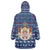 Serbia Christmas Wearable Blanket Hoodie with Traditional Santa Eagle Serbian Coat of Arms and Blue Red White Folk Pattern Design - Wonder Print Shop