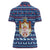Serbia Christmas Women Polo Shirt with Traditional Santa Eagle Serbian Coat of Arms and Blue Red White Folk Pattern Design - Wonder Print Shop