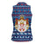 Serbia Christmas Women Sleeveless Polo Shirt with Traditional Santa Eagle Serbian Coat of Arms and Blue Red White Folk Pattern Design - Wonder Print Shop
