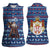 Serbia Christmas Women Sleeveless Polo Shirt with Traditional Santa Eagle Serbian Coat of Arms and Blue Red White Folk Pattern Design - Wonder Print Shop