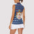 Serbia Christmas Women Sleeveless Polo Shirt with Traditional Santa Eagle Serbian Coat of Arms and Blue Red White Folk Pattern Design - Wonder Print Shop
