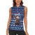 Serbia Christmas Women Sleeveless Polo Shirt with Traditional Santa Eagle Serbian Coat of Arms and Blue Red White Folk Pattern Design - Wonder Print Shop