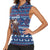 Serbia Christmas Women Sleeveless Polo Shirt with Traditional Santa Eagle Serbian Coat of Arms and Blue Red White Folk Pattern Design - Wonder Print Shop