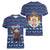 Serbia Christmas Women V-Neck T-Shirt with Traditional Santa Eagle Serbian Coat of Arms and Blue Red White Folk Pattern Design - Wonder Print Shop