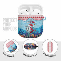 Malta Christmas AirPods Case with Santa Fish Malta Flag Coral Reef and Red Blue Festive Pattern Design - Wonder Print Shop