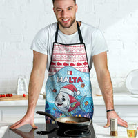 Malta Christmas Apron with Santa Fish Malta Flag Coral Reef and Red Blue Festive Pattern Design - Wonder Print Shop