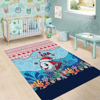 Malta Christmas Area Rug with Santa Fish Malta Flag Coral Reef and Red Blue Festive Pattern Design - Wonder Print Shop
