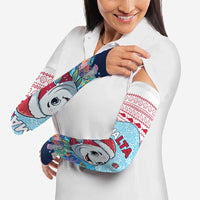 Malta Christmas Arm Sleeves with Santa Fish Malta Flag Coral Reef and Red Blue Festive Pattern Design - Wonder Print Shop