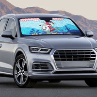 Malta Christmas Auto Sun Shade with Santa Fish Malta Flag Coral Reef and Red Blue Festive Pattern Design - Wonder Print Shop