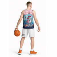 Malta Christmas Basketball Jersey with Santa Fish Malta Flag Coral Reef and Red Blue Festive Pattern Design - Wonder Print Shop
